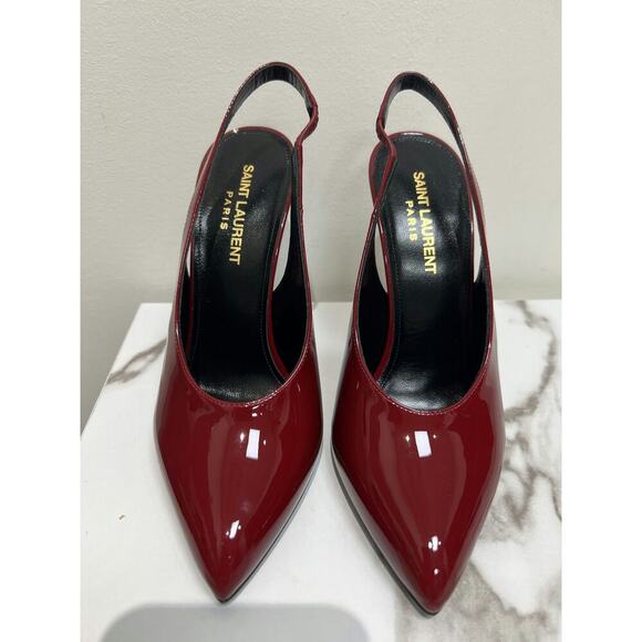 YSL Venus Red Patent Leather Slingback Heels - Size 37 - Picture 2 of 9